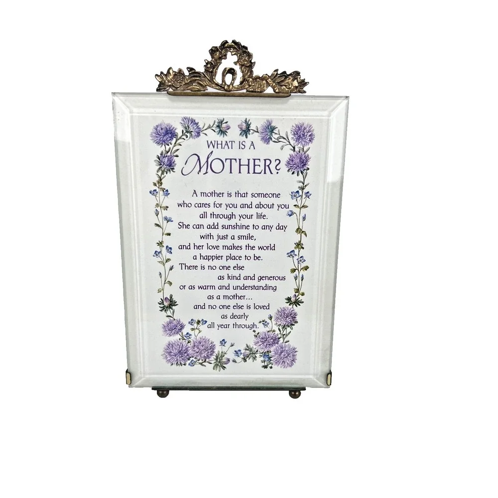 Vintage Summit Collection Mothers Poem Frame Music Box Love Makes World Go Round